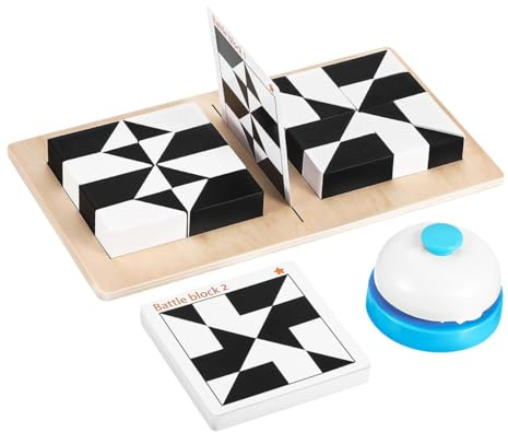VOANZO Rompecabezas de Bloques Ocultos de Madera para niños y niñas, Rompecabezas de Bloques Ocultos para niños y niñas, Rompecabezas Educativo en Blanco y Negro, Juego de combinación de Formas