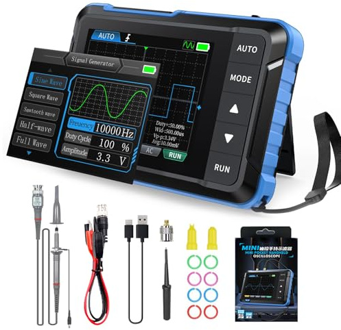 2-in-1 Handliches Oszilloskop, WapoRich DSO153 Digitaloszilloskop mit Signalgenerator 1 MHz, 5 MSa/s, 14 Signalformen, Online Update Kompaktes Mini-Oszi für unterwegs