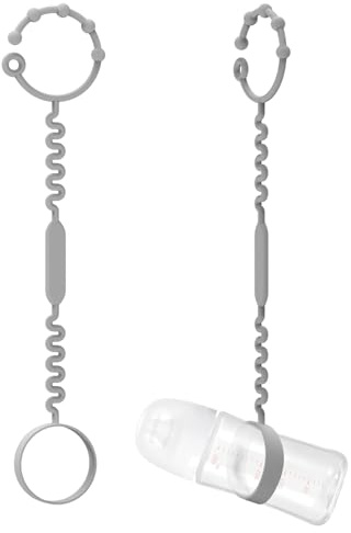 CHENRONGWEI 2Pcs Silicone Anti Drop Cup Strap, Adjustable Elastic Bottle Tether for Pushchair High Chair