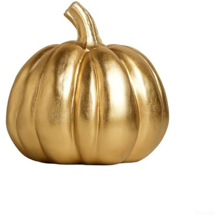 Adornos de calabaza de resina dorada, decoración de otoño, interior y exterior, juego de calabazas decorativas para otoño, Acción de Gracias, cosecha estacional, hogar, cocina, centro de mesa (A)