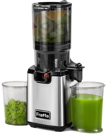 Fretta Cold Press Juicer with 135mm Wide Feed Chute & 1.8L Hopper (Silver)