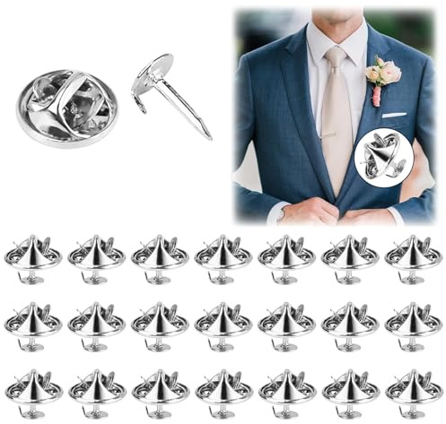 JAXICREY 100 Stück Verschlüsse Anstecker Pin, Sicherheitsnadeln Anstecknadel Metall, Anstecknadeln Pins, Tie Tack Backs Pin Verschluss, Broschen für Kleidung, Krawatten, Jacken