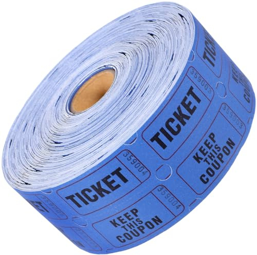 TOVINANNA Tickets de Tombola Rouleau Bleu Étiquettes pour Événements Loterie Tirage Au Sort Carnaval Jeux Fête