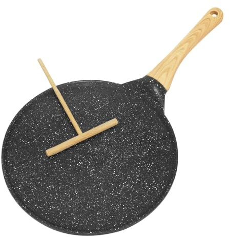 Homshsjhkis Sarten Crepes, 26.5 cm Tortitas con Distribuidor Masa, Sartén para Crepes Induccion, Revestimiento Antiadherente Sartén Pancake, Libre de PFOA, Apto para Todo Tipo Cocinas