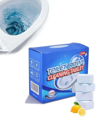 ZKUNL Confezione da 12 pastiglie disincrostanti per il serbatoio del WC, 12 pastiglie contenenti bicarbonato di sodio, detergente effervescente per WC, rimuove efficacemente il calcare.