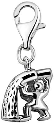 Quiges Charms Anhänger 3D Wassermann Sternzeichen Horoskop Versilbert Damen Schmuck für Bettelarmband
