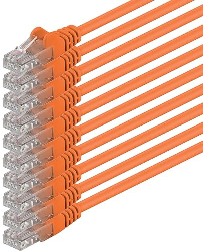 1aTTack.de 10x 0,5m Câble Réseau Cat6 Cat 6 - RJ45 Ethernet LAN DSL Routeur Modem - Orange
