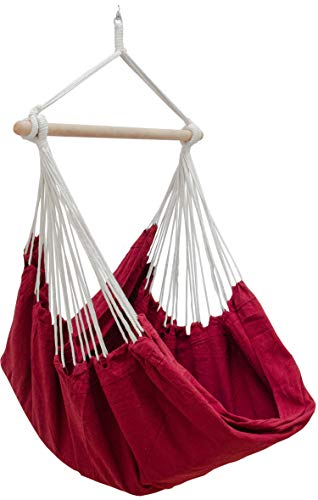 AMANKA XXL Hängesessel Bordeaux Rot 185x130 cm belastbar bis 150kg - Komfort für Erwachsene & Jugendliche – Stabiler Hängesitz für 2 Personen mit Spreizstab – Schwebesessel für Garten, Balkon