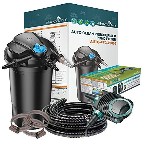 allpondsolutions Auto Cleaning Pressurised Koi Fish Pond Filter with UV Steriliser Light All in One Complete Kit - Ponds Up to 20000 litres - AUTO-PFC-20000-KIT