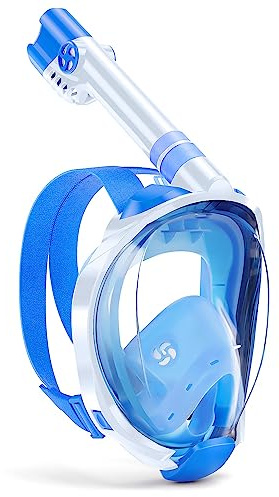 WSTOO Kids Full Face Snorkel Masks,Suitable for Beginners Dry Top Snorkeling Gear,Can Your Mouth or Nose to Breathe,180 Degrees Panoramic View,Anti-Fog Anti-Leak,Summer Travel and Vacationing Gifts