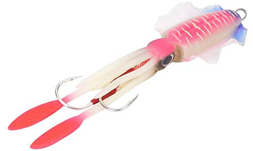 Weicher künstlicher Angelköder, UV Octopus Luminous 3D Eyes Realistischer Tintenfischköder Köder Angelgerät Zubehör(4#)
