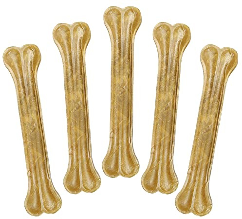 Schecker Hundeknochen - Kauknochen aus Rinderhaut - 5 Stück á 32 cm - je ca. 420g - 1. Wahl - sauber gepresst - Kaustange