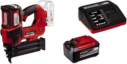 Einhell Professional Cloueur sans fil FIXETTO 18/50 N Power X-Change (18 V, 60 coups/min, longueur de clou max. 50 mm, tir unitaire/séquentiel, vendu avec 500 clous) avec chargeur et batterie 5,2Ah