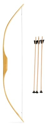 Kinderbogenset enthält Kinderbogen aus Holz 80 cm mit 3 Pfeilen Saugnapf Bogenschießen Langbogen Pfeil und Bogen Spielzeug für Kinder Indoor Outdoor Spielzeug für Jungen Mädchen