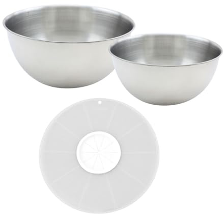 Fackelmann 9941250 Ensemble pour pâtisserie avec 2 bols de préparation et un couvercle anti projections, bol à mixer, bol de préparation, couvercle, Plastique, Acier inoxydable, 30 cm