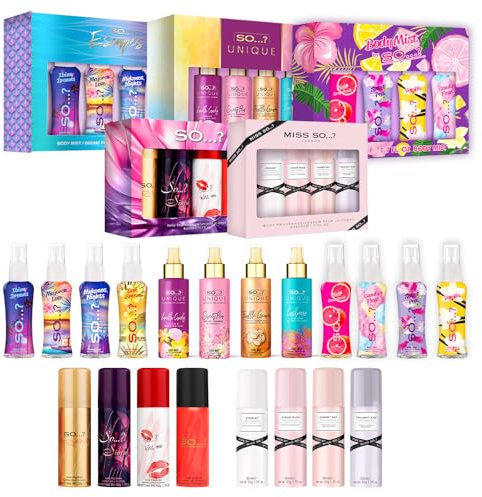 SO…? Womens Galore Body Mist Gift Set Mixed Bundle, Girls Body Spray Gift Sets, Travel Size Fragrance (4 x 50ml) Pack of 5