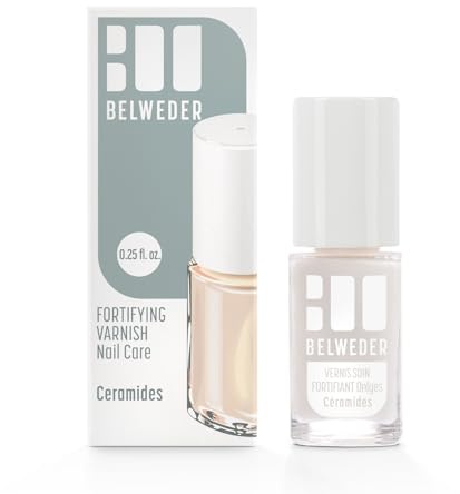 BELWEDER Keramid Nagelstärkande lack 1 x 7,5 ml - Nagelhärdande lack för försvagade, ofodrade och spröda naglar - halvtransparent - berikad med vegetabilisk keramik