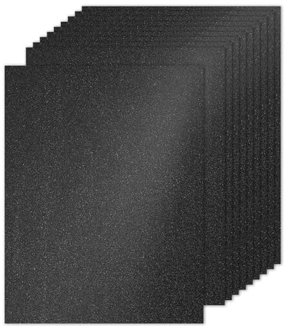 PATIKIL 10 ark svart glitterpapper, 21,5 x 28,9 cm 250 gsm fyrkantigt premium glittrande papper hantverk kartong papper för klippbok korttillverkning gör-det-själv konstprojekt bröllopsfest
