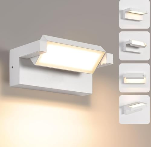 Applique LED 21W da Esterno IP65 orientabile , Illuminazione Regolabile CCT 3000K-4000K-6500K, Design Moderno in Alluminio, Luce da Parete Impermeabile per Giardino, Terrazza, Balcone (Bianco)