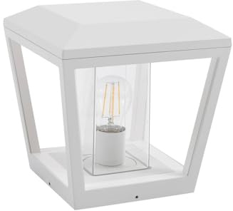 Lucande Dunia utomhu (stänksäker (modern) i vitt av aluminium (1 lampa, E27) – vägbelysning pollerlampa väglampa ba