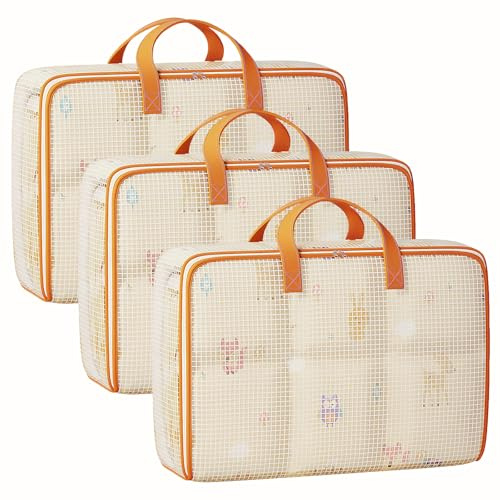 3 paquetes de bolsas de transporte de 120 L, bolsa de almacenamiento visual transparente impermeable de PVC supergrande, adecuada para mudanzas, almacenamiento en el hogar.