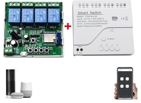 Abrepuertas automático, Controlador de apertura de puerta de garaje, interruptor inteligente, módulo de relé de encendido y apagado, Control de voz abierto(4CH 7-32V CASE)