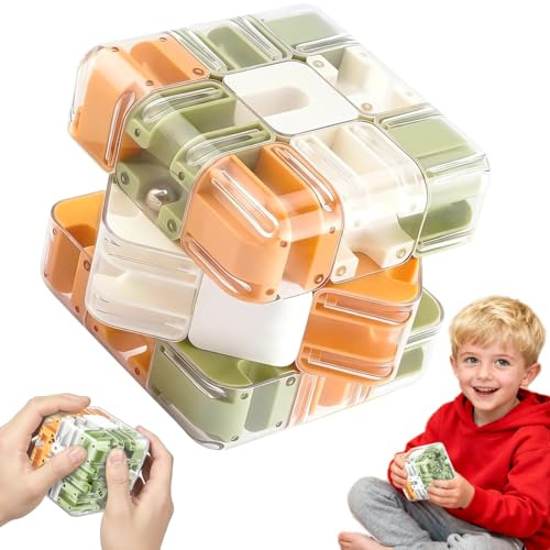 VLEDARLING Juego de Cubos Laberinto, Cubo Bola Rodadura Laberinto 3D Grande, Cubo mágico Interactivo, Rompecabezas de Cubo de Laberinto 3D Grande para Niños y Adultos, Laberinto 3D con Bolas rodantes