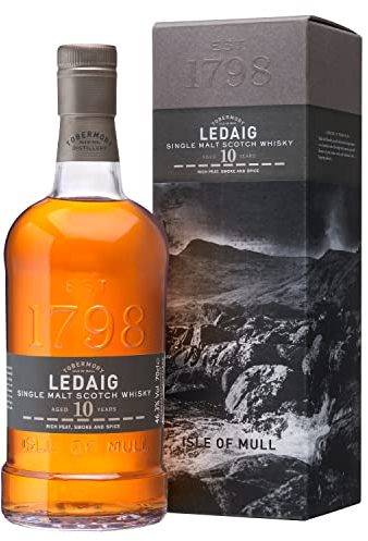 Ledaig 10 Ans - Single Malt Scotch Whisky Île de Mull - 46.3% 70 cl - Avec coffret - Whisky riche et tourbé