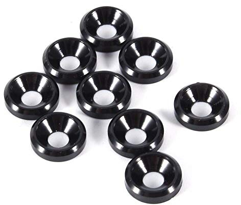 BE-TOOL - Rondella svasata M3–M5, in alluminio anodizzato, per auto, colore nero (confezione da 10)