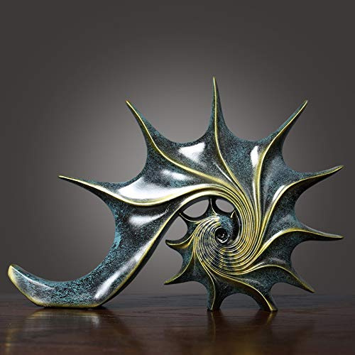 YUDIZWS Conchiglia Statua Decorativa In Poliresina Figura Decorativa Moderna Scultura Ufficio Soggiorno Da Decorare 40,5 X28 X 5,5 cm,Blu