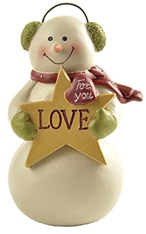 DurableDelights Christmas Snowman Figurine Beautiful Snowman Statue Resin Home Decorative Sculpture Warm New Year Gifts for Tabletop Decorations 3.8 Inch