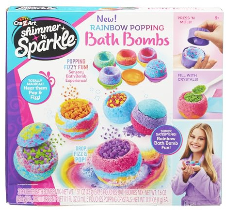 CRA-Z-ART Shimmer and Sparkle 17345 Shimmer N Sparkle Rainbow Popping Make Your own fizzing kit Childrens Colourful Scented Bath Bombs