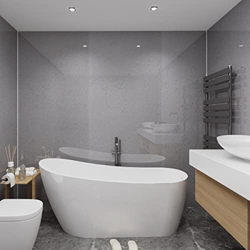 NRG Grey Bathroom PVC Cladding Wall Panel 1m x 2.4m for Ceiling Walls 5 PCS
