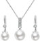 Schmuck Set 3Tlg Silber 925 Damen, Hook Ohrringe Hängend mit Perle-Anhänger Halskette Silber Kette Schmuck-Set Geschenke für Frauen Valentinstag