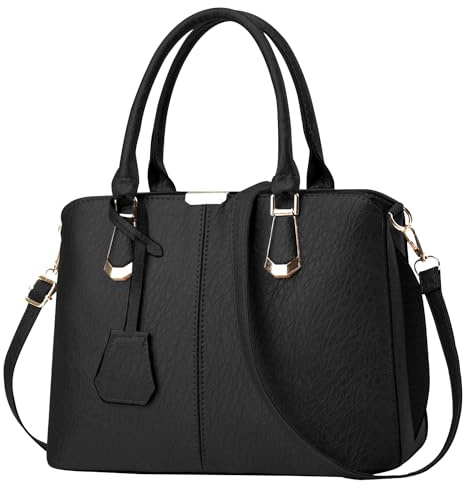 ACNCN Womens Satchel Handbag Tote Purse Top Handle Shoulder Bags Ladies Tote Bag Casual for Outdoor Working(Black)