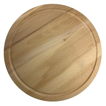 EFO Round Chopping Board ⌀30cm | Natural Wooden Plate for Gentle Cutting and Knife Protection | Circular Serving Board for Stylish Food Presentation | Wooden Bread Tray for Kitchen | Beechwood