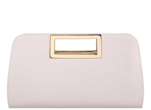 VASCHY Bolso de Mano de Noche, Bolso Fiesta de Moda Carteras de Mano y Clutches Bolso Bandolera de Cuero Vegano Bolso de Hombro Para Boda Fiesta Noche Cóctel Graduación, Beige