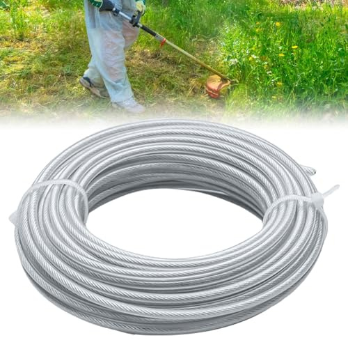 3,0 mm x 50 m Fil de coupe Fil d'acier Fil de débroussailleuse Fil en acier pour débroussailleuse Fil en acier pour débroussailleuse pour Weed Grass Yard Garden