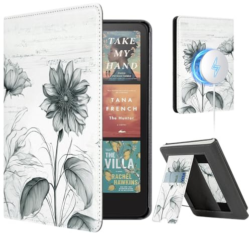 CoBak Stand Case for 7 Kindle Paperwhite 12th Gen 2024 and Kindle Colorsoft with Hand Strap - Compatible with iPhone MagSafe, for Samsung/Belkin/Anker Wireless Charging Pads, Durable, Auto Sleep Wake