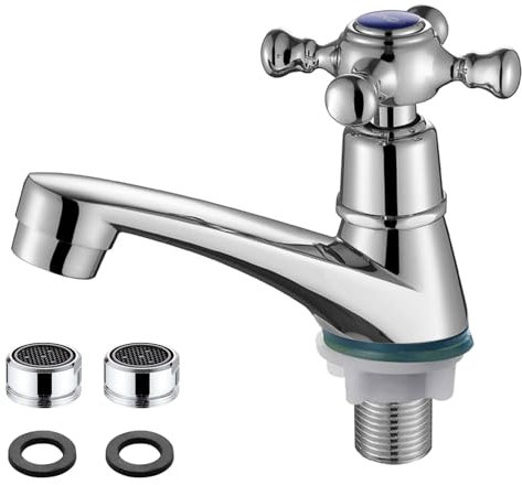 Robinet Lave Main, Robuste et Facile à Utiliser, Robinet Lavabo, Conception de Poignée en Fleur de Prunier, Robinet Eau Froide, pour Maisons Privées, Hôtels et Espaces Publics (Argent)