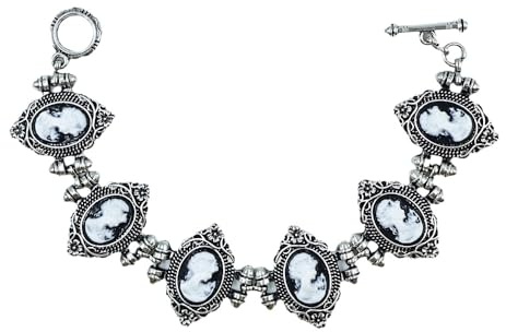 TAMHOPE Pulsera con Camafeo Medallón Esmaltado para Dama,Pulsera con Medallón Ovalado Dama Joyería con Medallón para Mujer