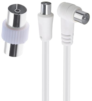 HAWAKA TV Aerial Cable 1.5M/3M/5M – Pure Copper TV Coaxial Satellite Cable with Plug Adapter, Antenna AV Lead Male to Male with Connector Coax Extension Gold Extension Female Digital (1.5M)