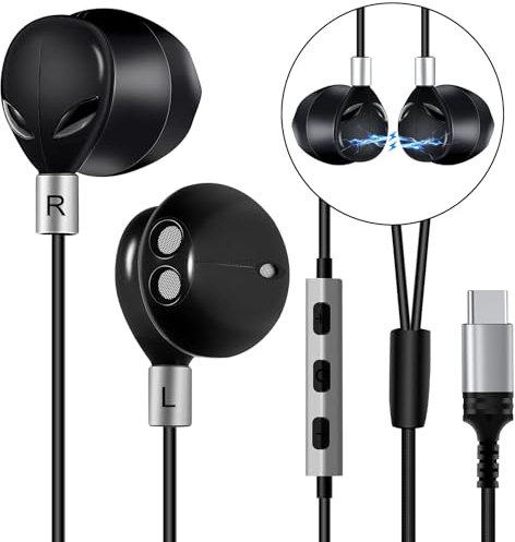 Cascos con Cable Auriculares USB C, Auriculares con Cable y Microfono, HiFi Estéreo Auriculares In Ear Tipo C für Samsung Galaxy S24 S23 S22 A54 A53 A33,iPhone 16 15 Pro MAX Google Pixel