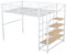 SogesPower 140x200 cm Metall Hochbett mit integriertem Stauraum und sicherer Treppe, Platzsparendes Design für Jugendzimmer & kleine Wohnungen