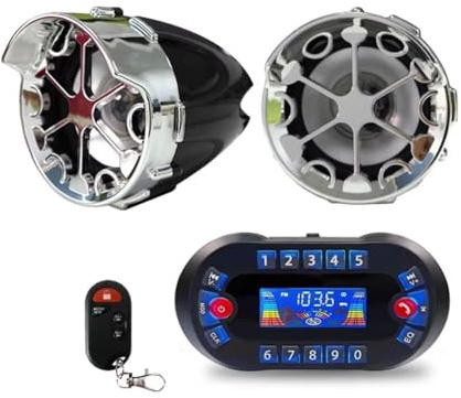 Luobannm Altavoz Bluetooth para Motocicleta con Amplificador de Salida de 2.1 A, Reproductor de Música MP3, Antirrobo, USB, Radio FM, Altavoz Estéreo MT730, Color Negro.