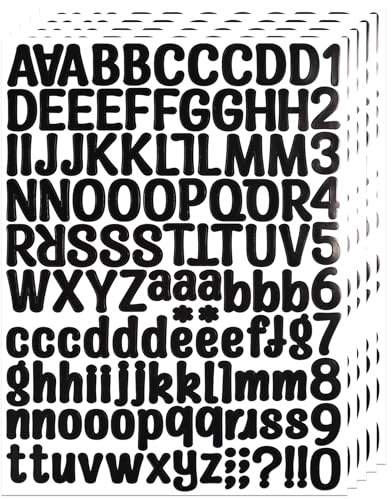 BINLINHONGO 630 Letters Number Stickers, 5 Sheets 1 Inch Self-Adhesive Vinyl Letter Sticker Decals for Scrapbooks, Water Bottles, Signs, Holiday Parties -Black