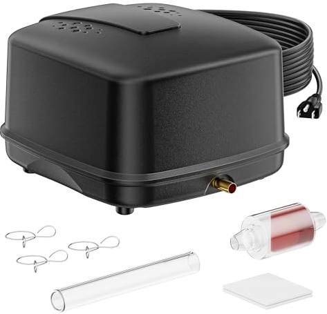 Biling Teichbelüfter für Große Teiche, 2400L/h Luftpumpe Aquarium Sauerstoffpumpe 18W 40db Leiser Leistungsstarke Teichbelüftungspumpe für Gartenteich, Fischbecken, Aquakultur