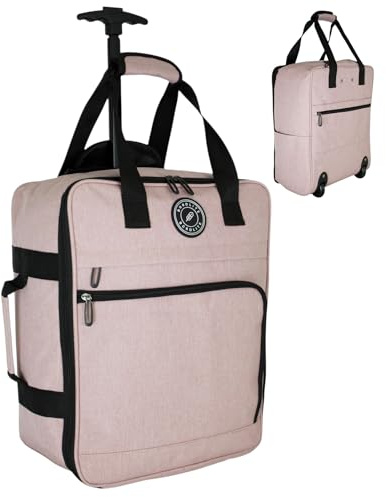 EasyJet Underseat Cabin Bag 45x36x20cm – Twill Wheeled Travel Holdall with Trolley Handle – Lightweight Soft Shell Carry On Luggage – Fits EasyJet Free Bag Allowance - Pink