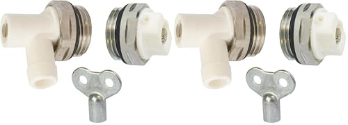 SOMATHERM FOR YOU, Kit Purgeur et Vidange pour Radiateurs M1/2 (15x21) - Comprend Purgeur d'Air, Robinet de Vidange et Clé Adaptée - Entretien Facile et Efficace des Systèmes de Chauffage (Lot de 2)