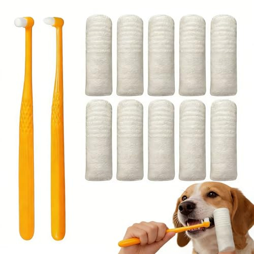 YAYNO Paquete de 12 Cepillo de dientes para perro Cepillo Suave para Mascotas para mascotas Higiene dental para perros kit de limpieza dental para perros y gatos